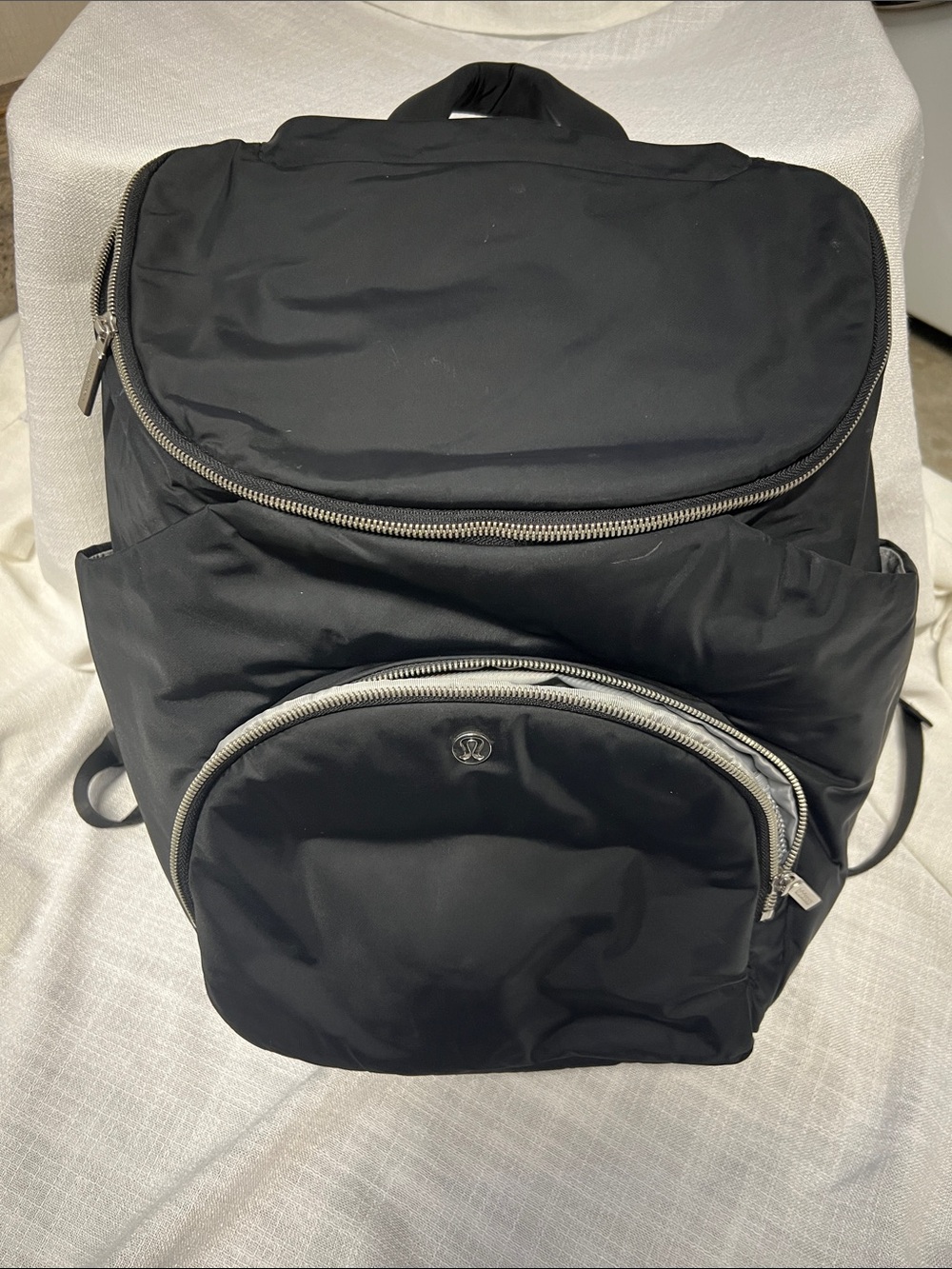lululemon athletica Parent/Diaper Black Nylon Zip-Front Backpack